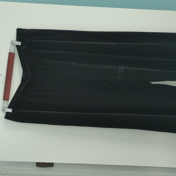 Eileen Fisher Crushed Black Velvet Wide-Leg Pants XL minimalist boho relaxed fit - Picture 5 of 9